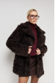 Curly double-sided chocolate-colored sheepskin coat made of natural sheepskin